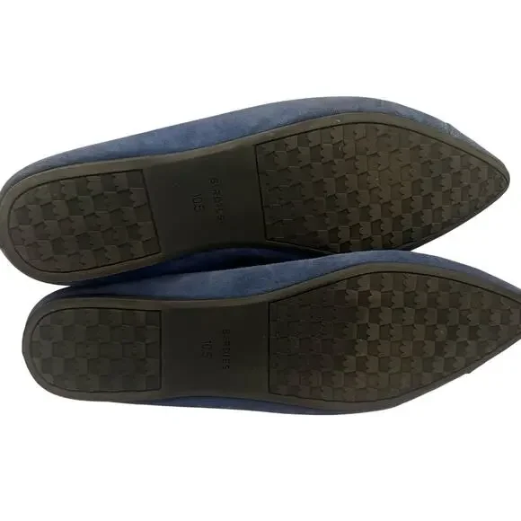Birdies Starling Navy Suede Pointed Flats Women’s 10.5 Quilted Footbed - Picture 8 of 10